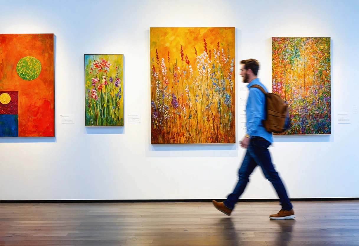Couple exploring an art gallery in Sarasota.